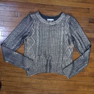 Elegant Silver Cable Knit Sweater